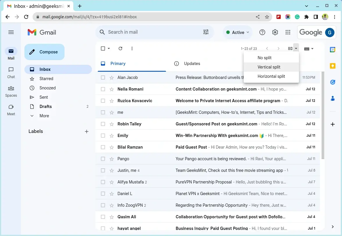 Add a Preview Pane to Gmail