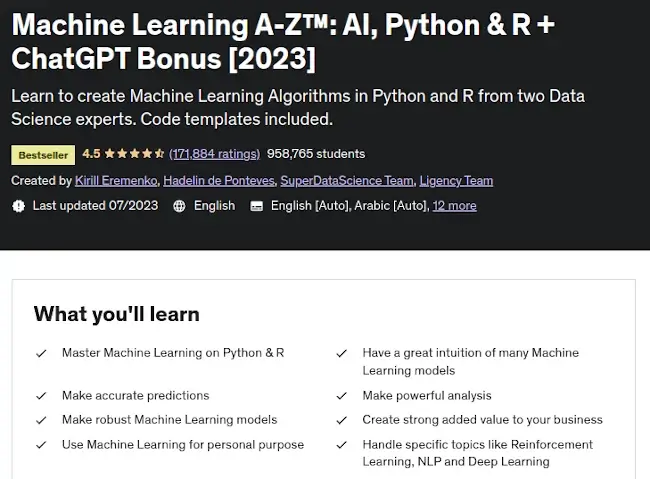 Machine Learning A-Z [2023]