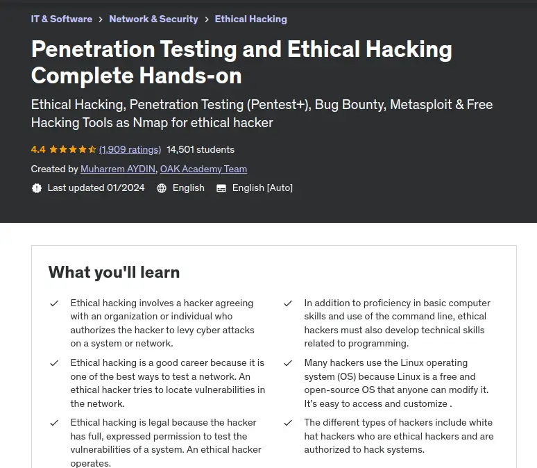 Penetration Testing and Ethical Hacking