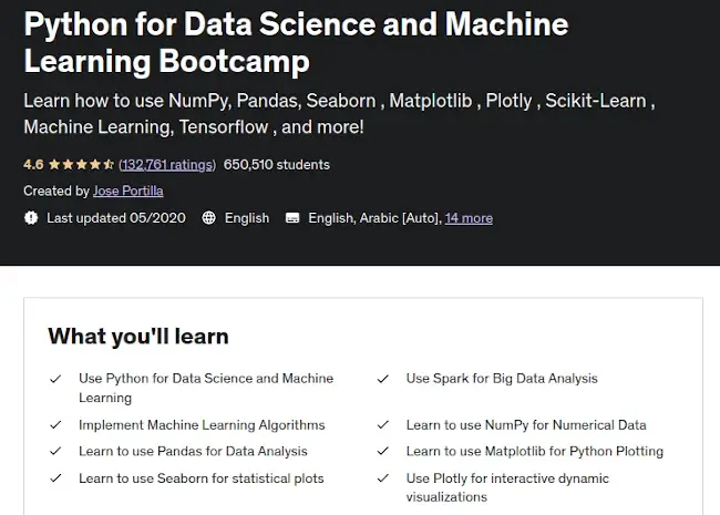 Python for Data Science and Machine Learning Bootcamp