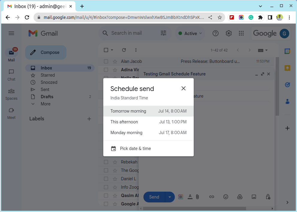 Schedule Emails in Gmail