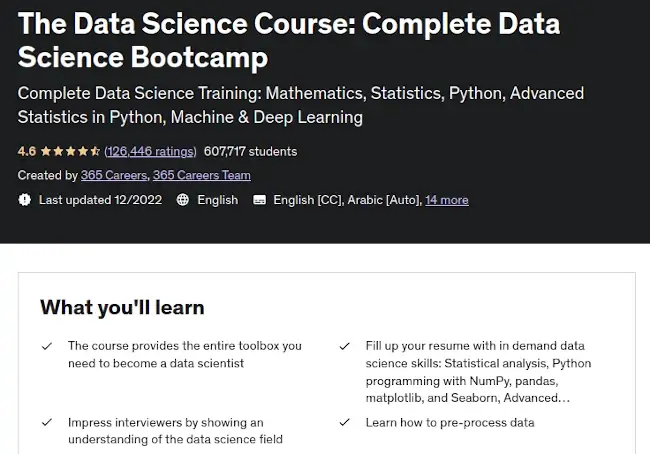 The Data Science Course: Complete Data Science Bootcamp