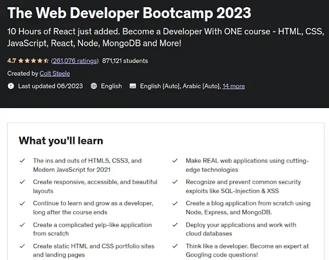 The Web Developer Bootcamp