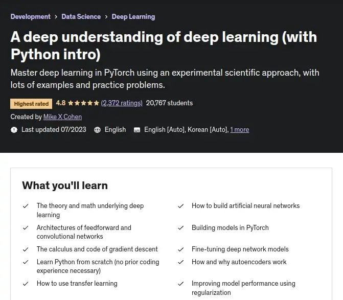 A Deep Understanding of Deep Learning (with Python intro)