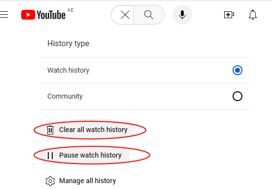 Clear YouTube Watch History