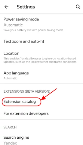 Managing Your Extensions on android Phone