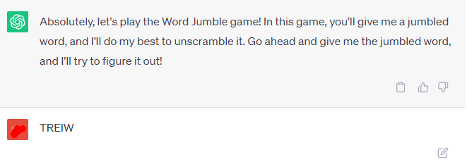 Word Jumble Game with ChatGPT