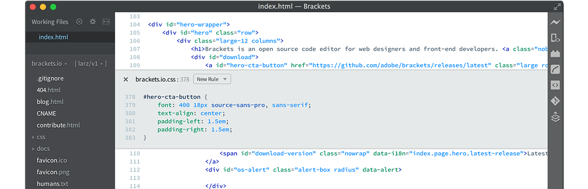 Brackets Code Editor