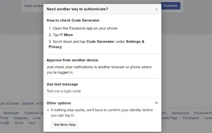 Confirm Your Identity by contacting Facebook