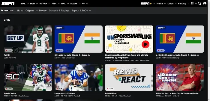 ESPN - Sports Streaming Sites