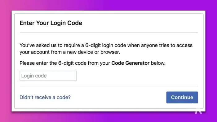 How to log into Facebook without a Code Generator