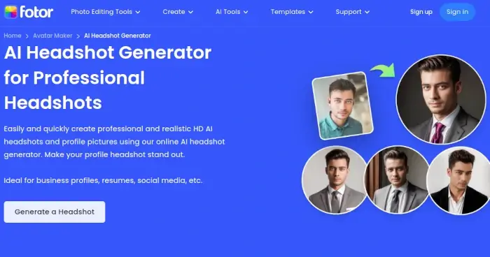 Fotor - AI Headshot Generator