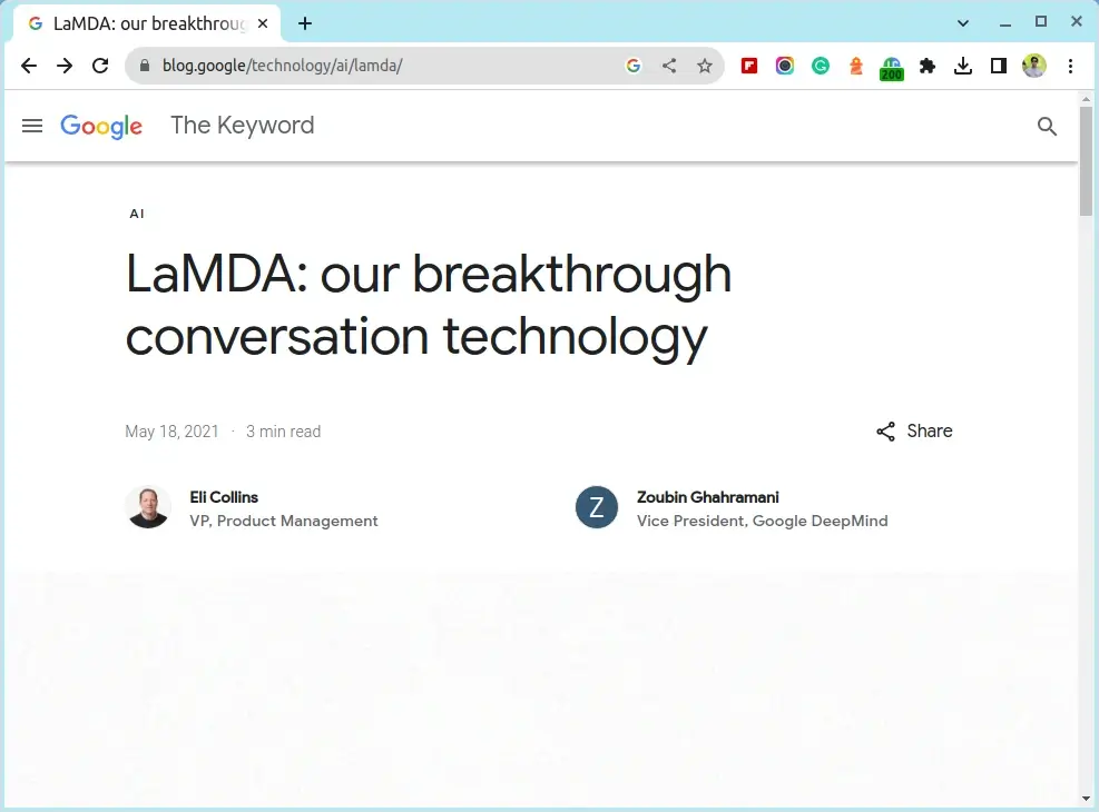 LaMDA - Language Model for Dialogue Applications