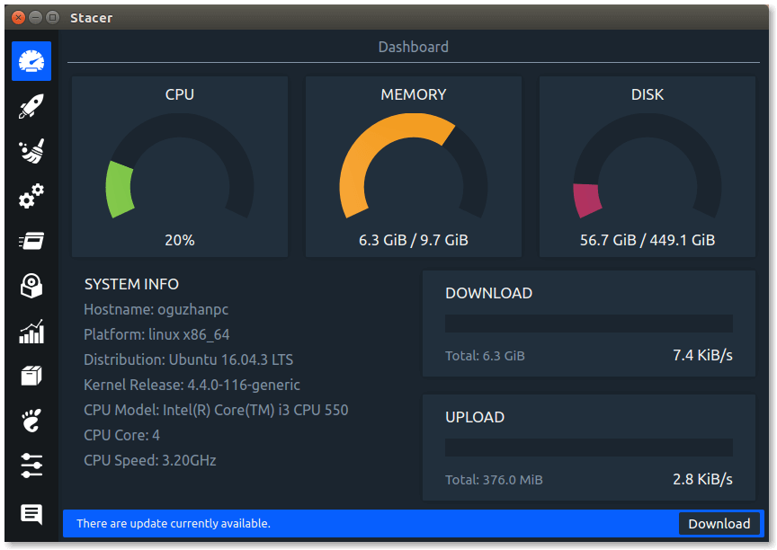 Stacer - Linux System Optimizer and Monitorin