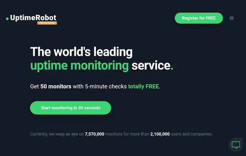 UptimeRobot: Free Website Monitoring Service