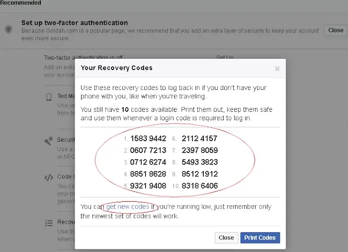 Two step authentication facebook lost phone, Fb login code problem