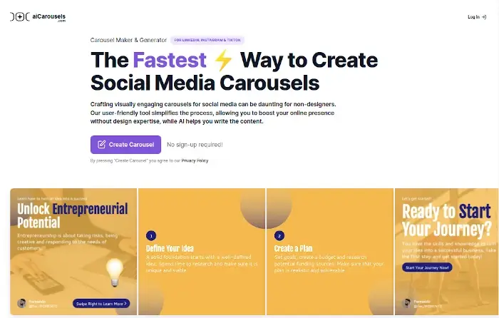 aiCarousels - Create Social Media Carousels