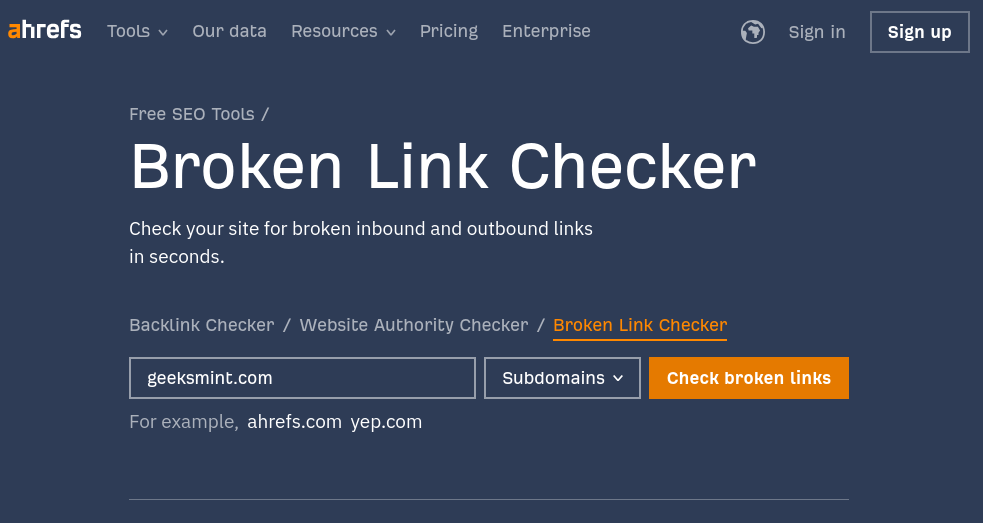 Ahrefs Broken Link Checker