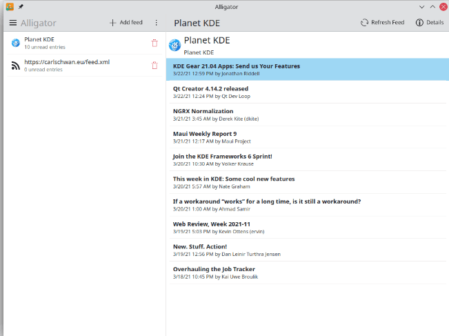 Alligator - Kirigami-Based RSS Reader