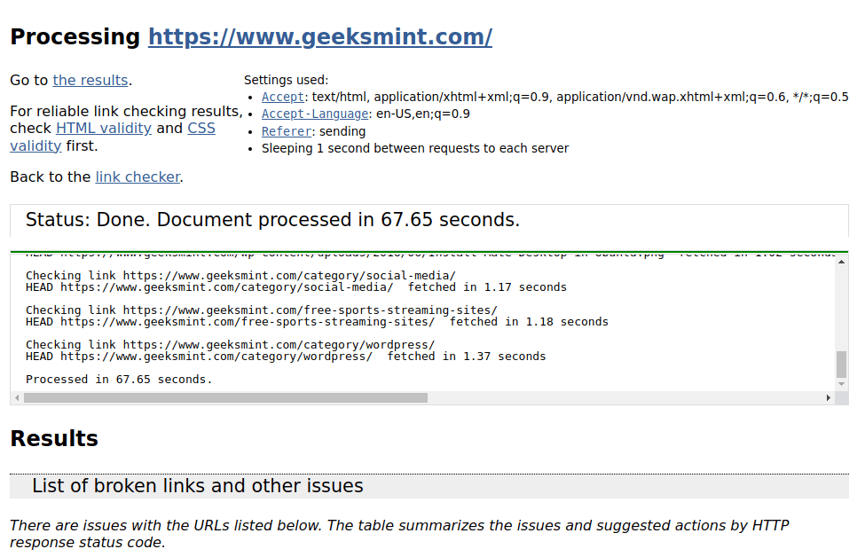 Finding Broken Links in Website