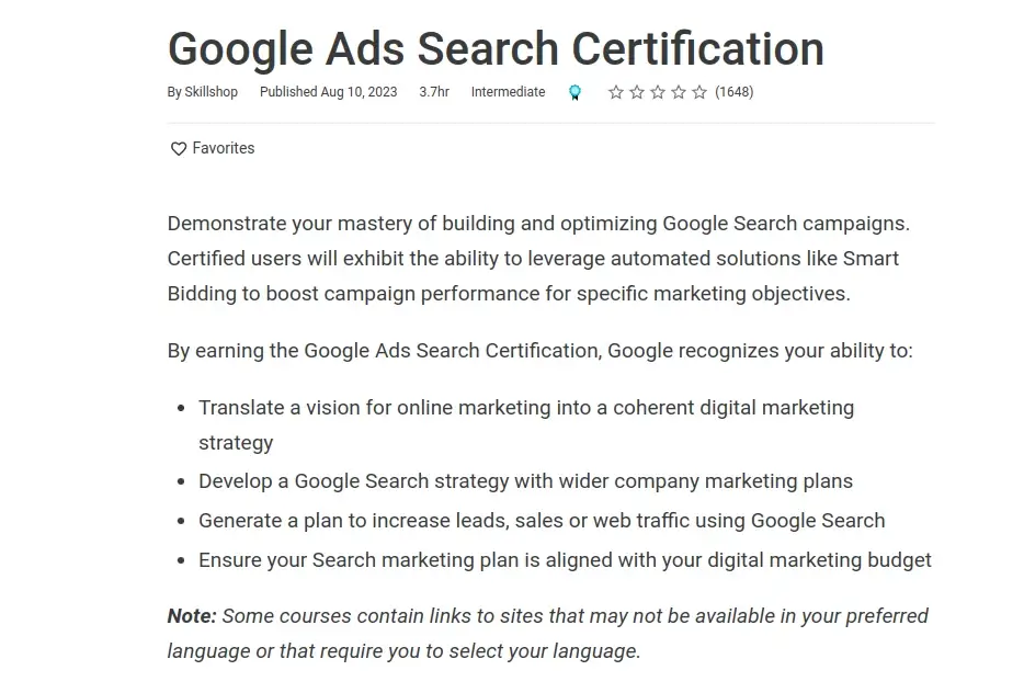 Google Ads Search Certification