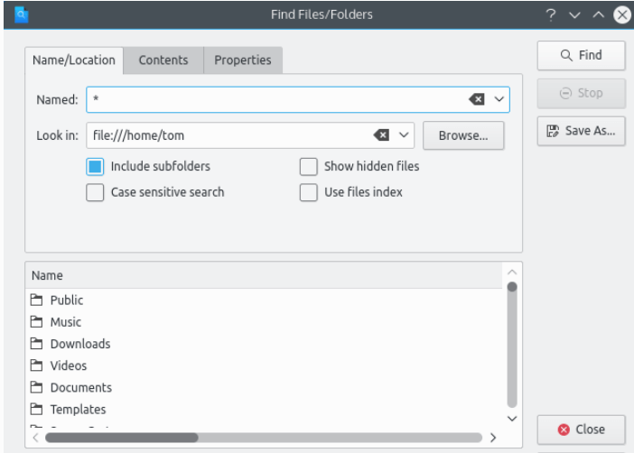 KFind - File Search Utility By KDE