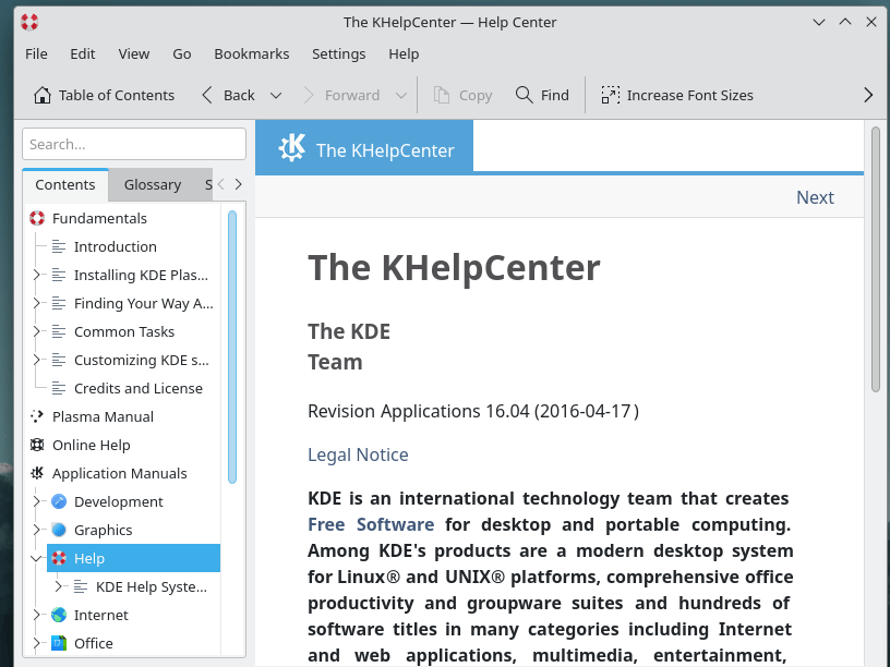 KHelpCenter - Software Documentation Viewer
