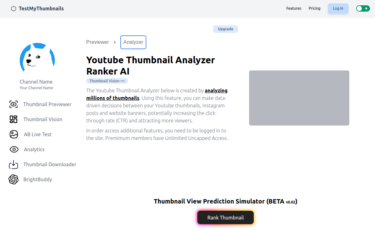 TestMyThumbnails - Youtube Thumbnail Analyzer