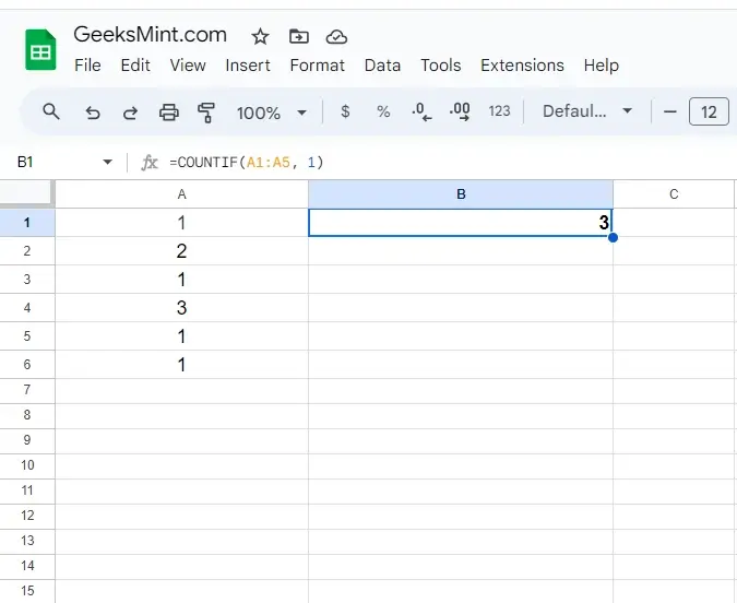 Using COUNTIF() Function