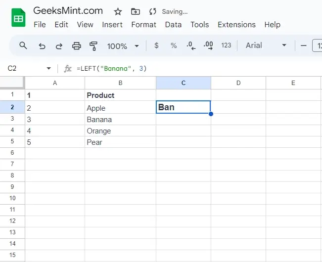 Using LEFT() Function