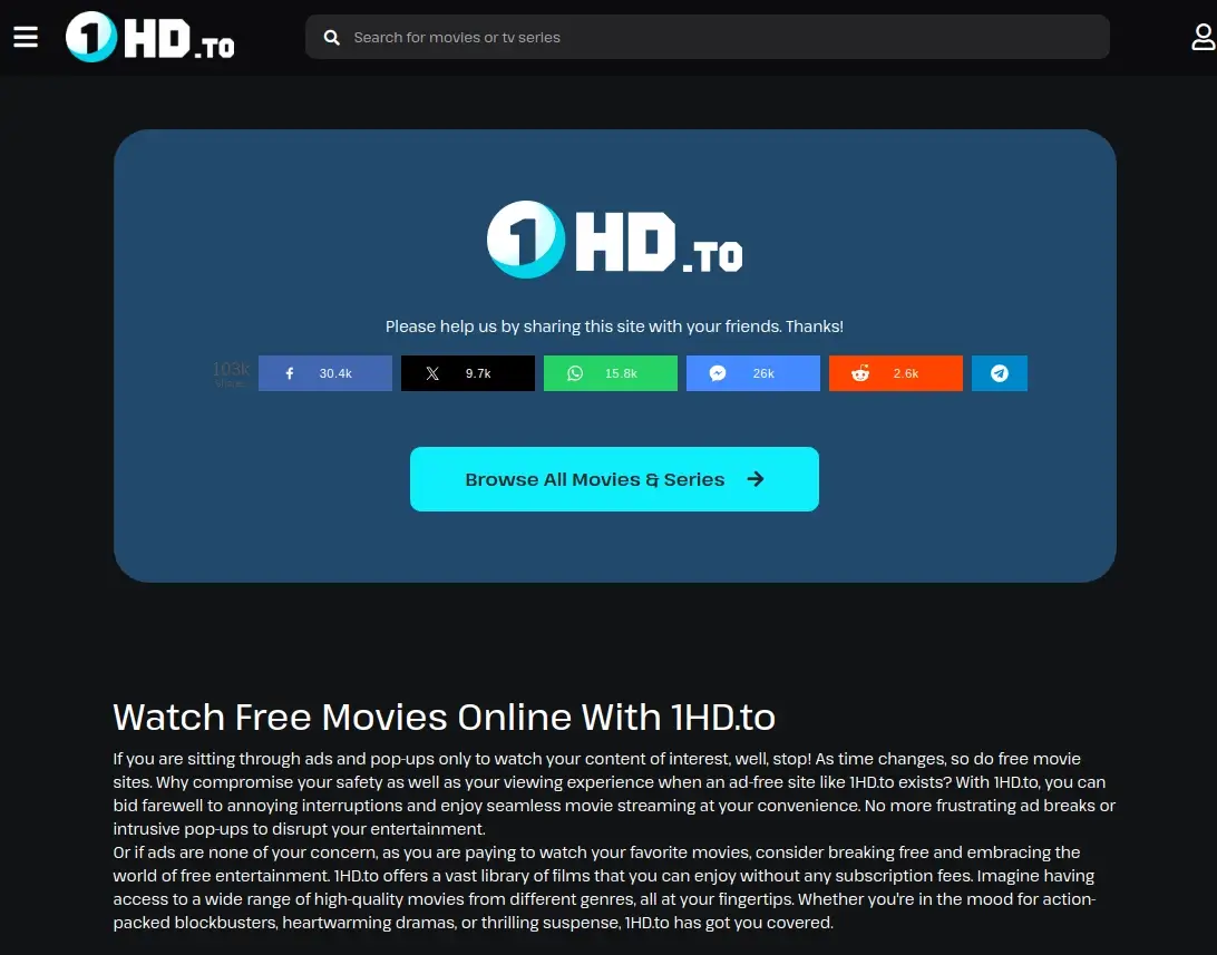 1HD - Free Movie Streaming Site