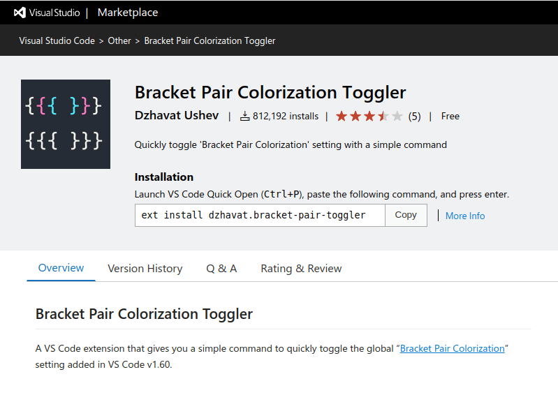 Bracket Pair Colorization Toggler