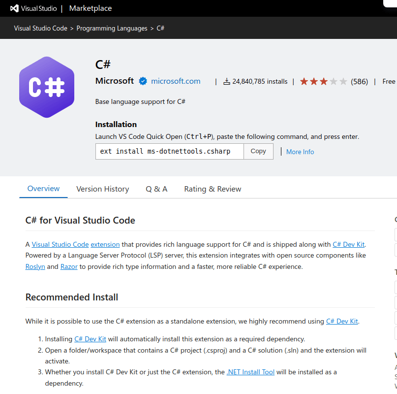 C# VS Code Extension