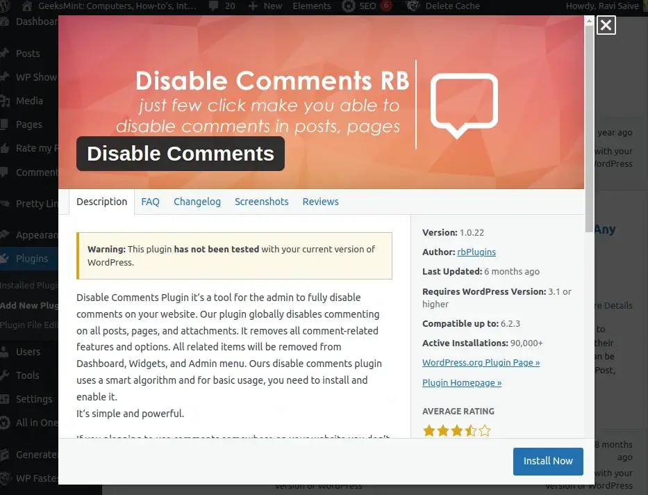 Disable Comments Plugin