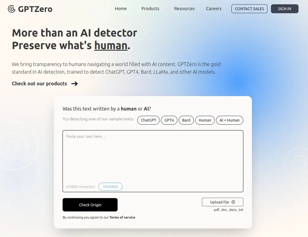 GPTZero - Advanced AI Detector for ChatGPT