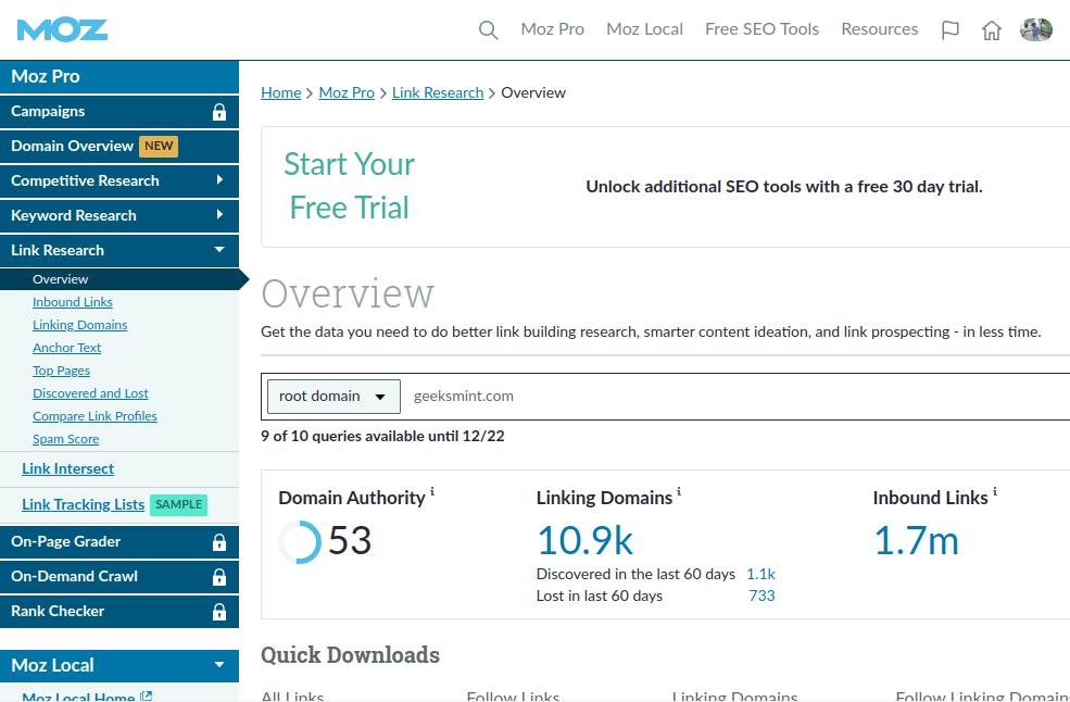 Moz Link Explorer – BackLink Checker Tool