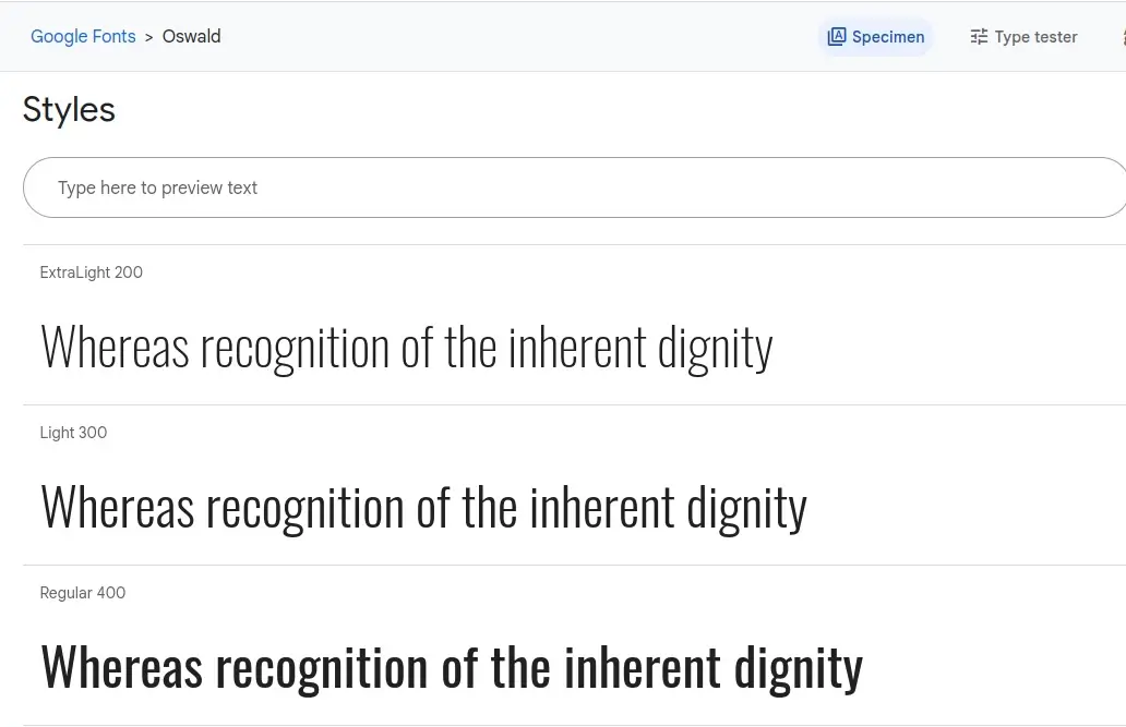 Oswald Google Font