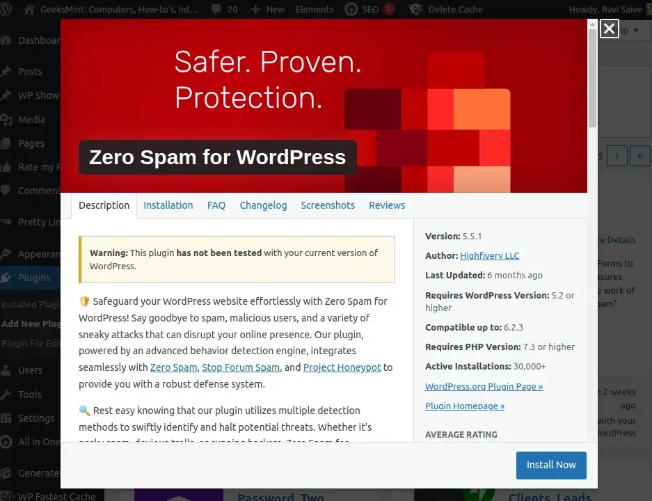 WordPress Zero Spam Plugin