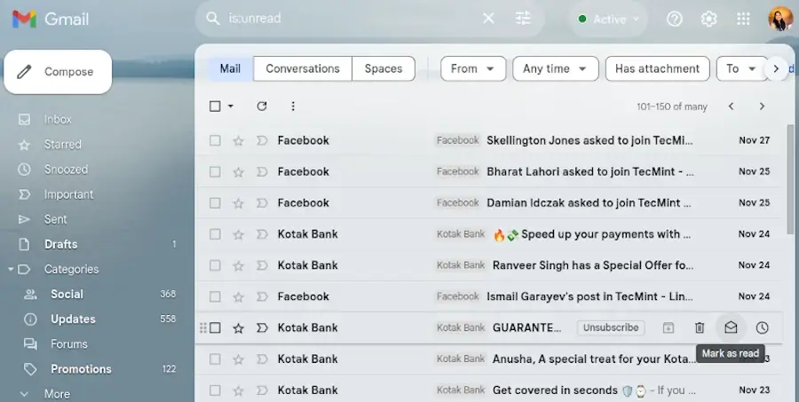 Using Read and Unread Emails