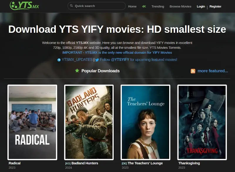 YTS - Movie Torrent Website