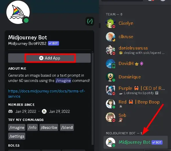 Add App to Midjourney