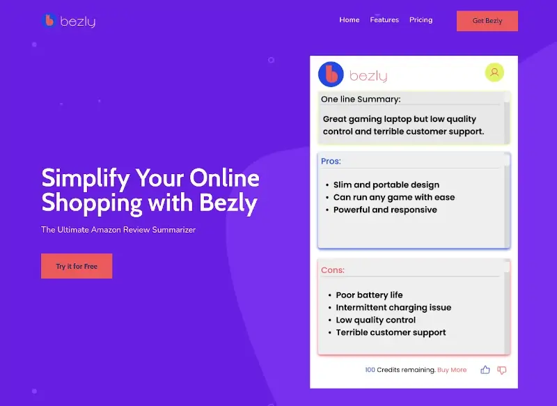 Bezly - AI Summary for Amazon Reviews