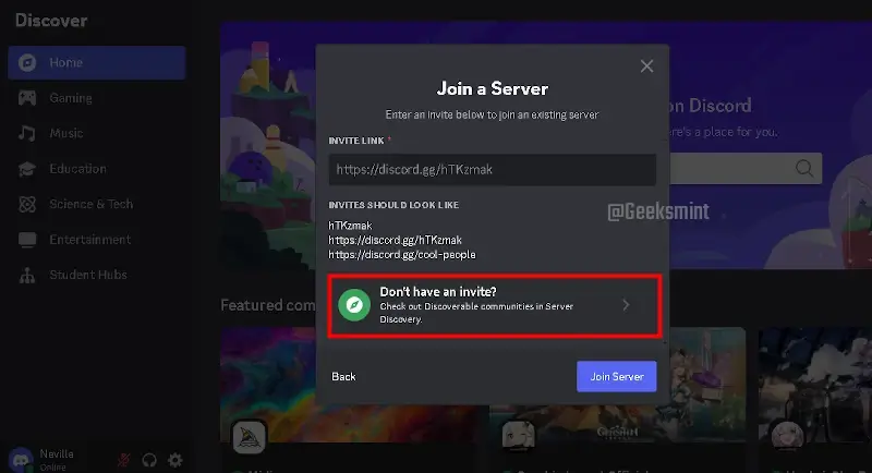 Join Server on Discord
