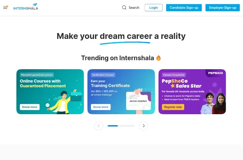 Internshala - Website for Data Entry Jobs